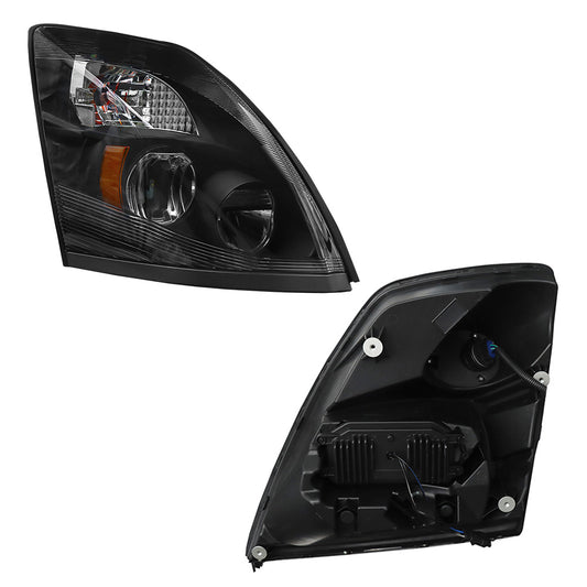 Compatible With Volvo VNL Black Factory Style LED Headlights 2004-2014