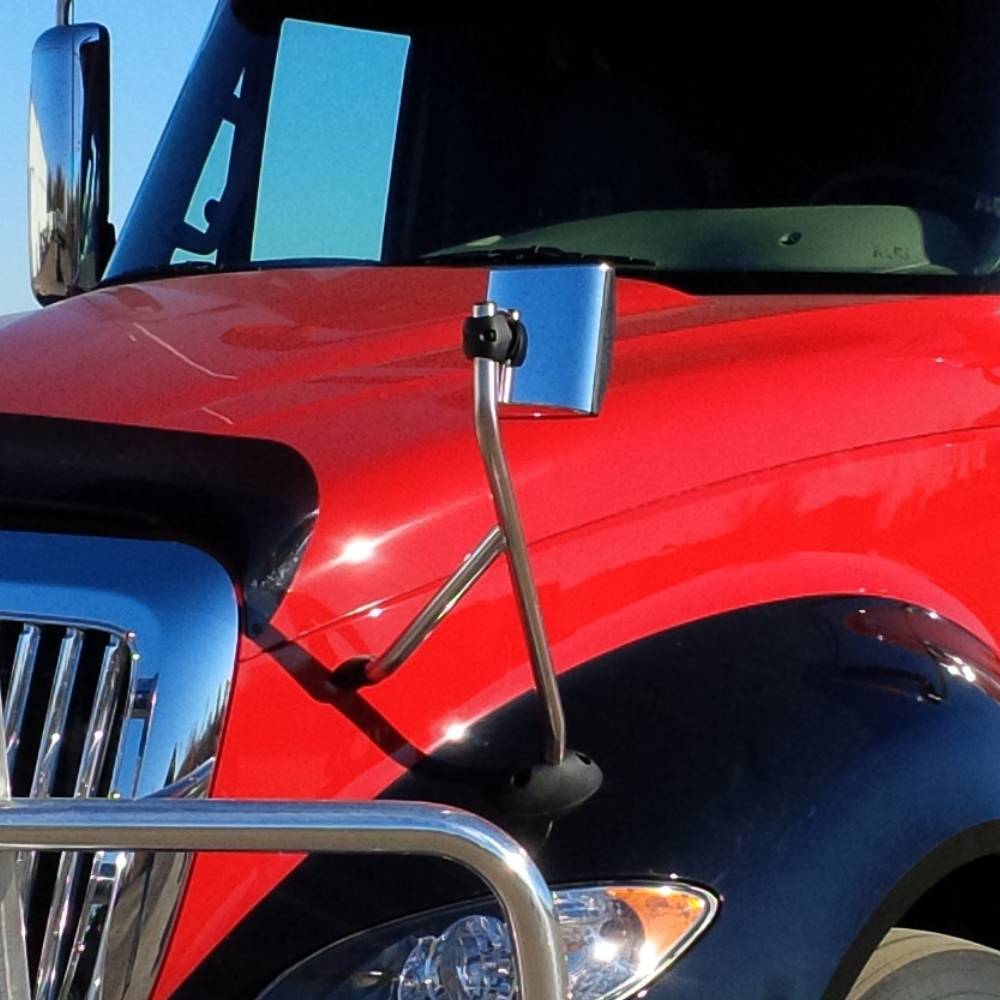 Compatible With International 2008-2018 Chrome Square Convex Hood Mirror Head