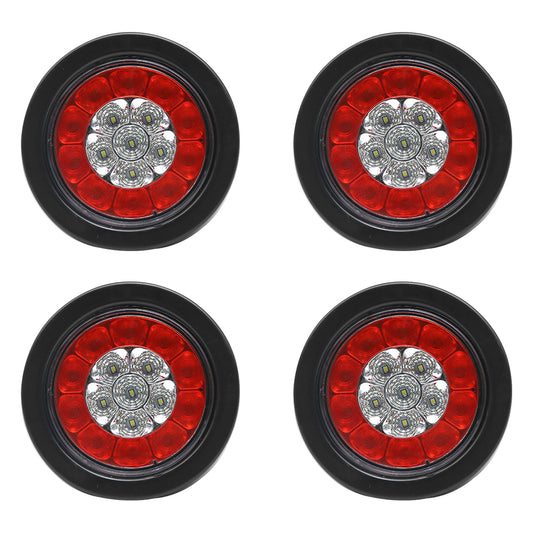 16 LED Tail Lights 4" Round Marker Lights With Rubber Gaskets 4Pcs