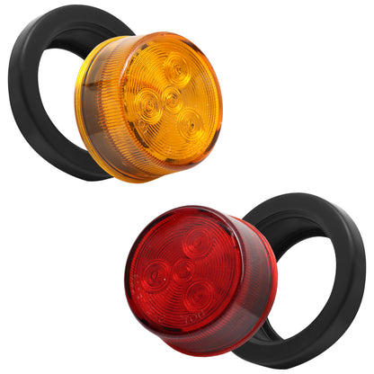 4 LED Side Marker Lights 2" Round Clearance Lights With Rubber Gaskets 10Pcs