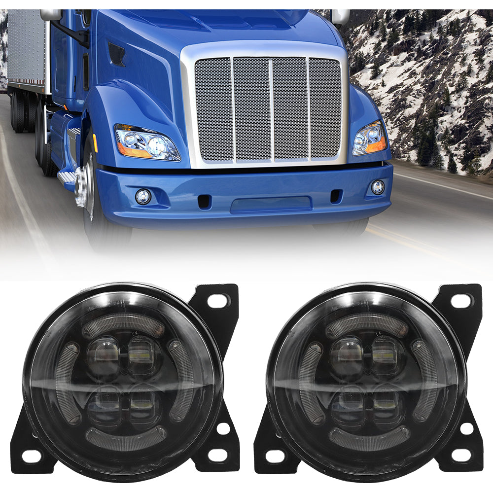 LED Fog Lights Compatible With Peterbilt Kenworth Driver and Passenger Side