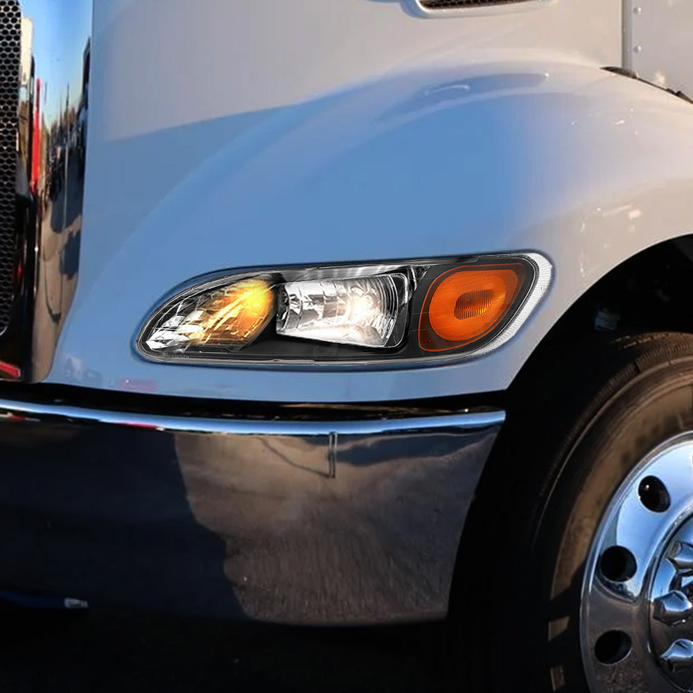 Fit for Peterbilt 337/386/387 Black Headlights With Turn Signal