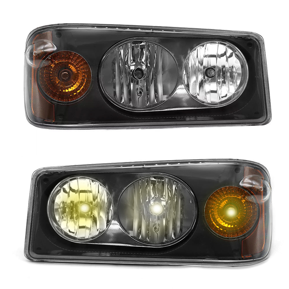 Compatible With Mack Granite GU713 Headlights Assembly Chrome Aftermarket