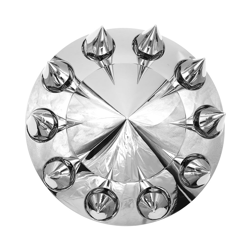 Spiked Semi Truck Removable Hub Covers Kit 2 Front and 4 Rear Include Hub Caps