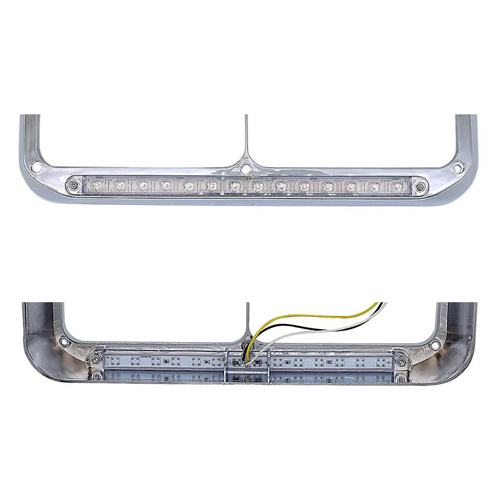 Chrome Rectangular Dual Headlight Bezels With LED 2Pcs