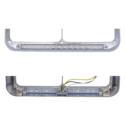 Chrome Rectangular Dual Headlight Bezels With LED 2Pcs