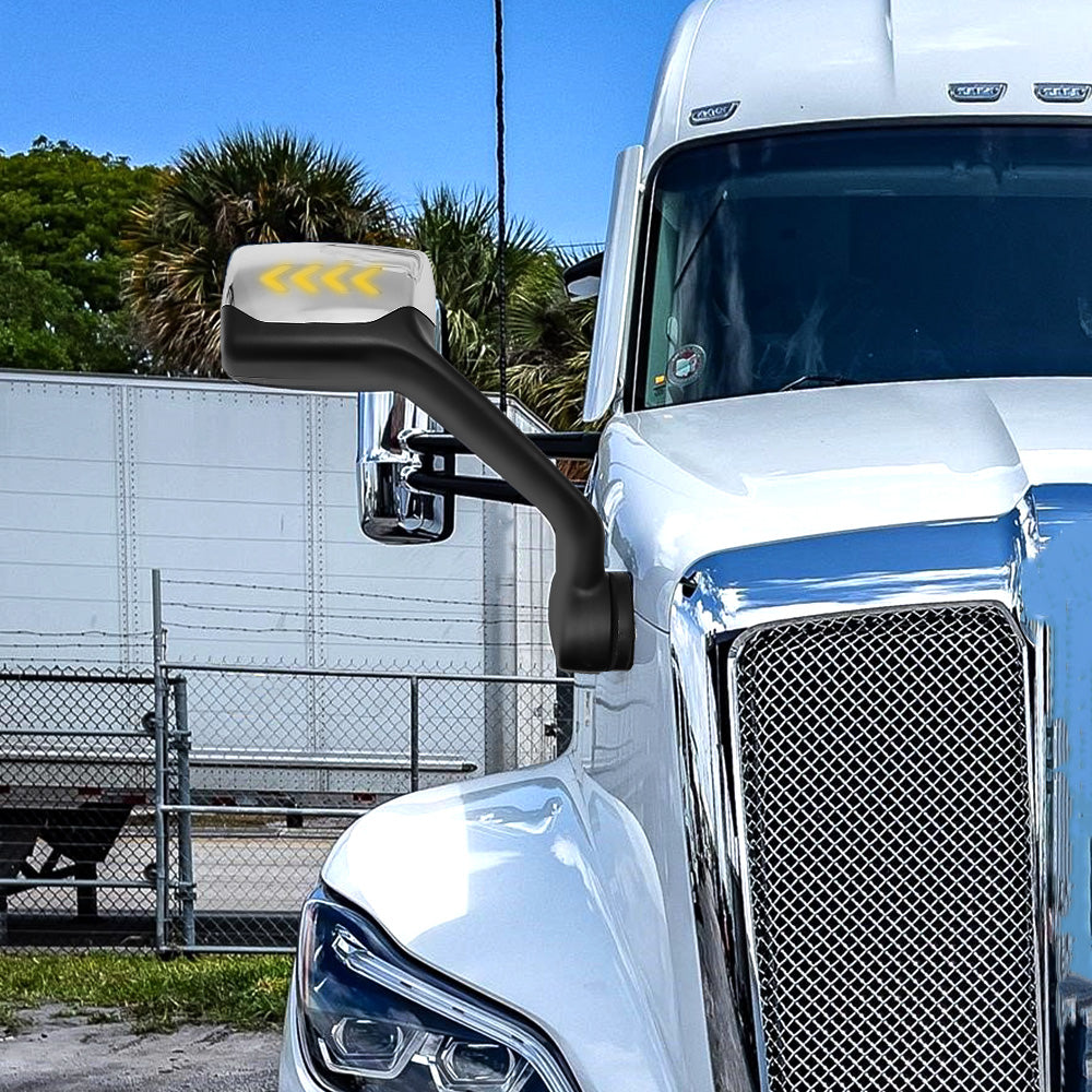Compatible With Kenworth T680 & Peterbilt 579/587 Hood Mirrors With Turn Signal Light