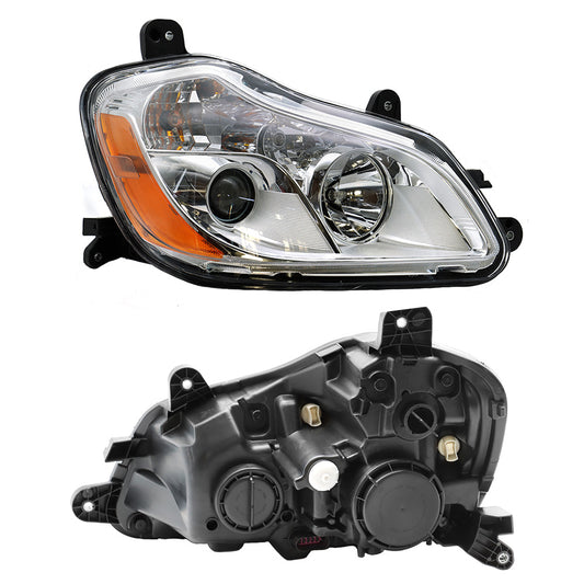 Compatible With Kenworth T680 2013-2021 Chrome Headlights Included Bulbs