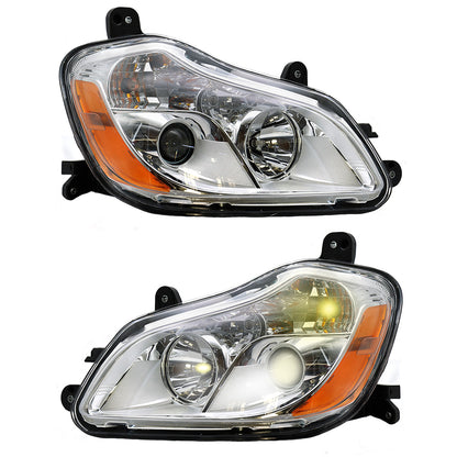 Compatible With Kenworth T680 2013-2021 Chrome Headlights Included Bulbs