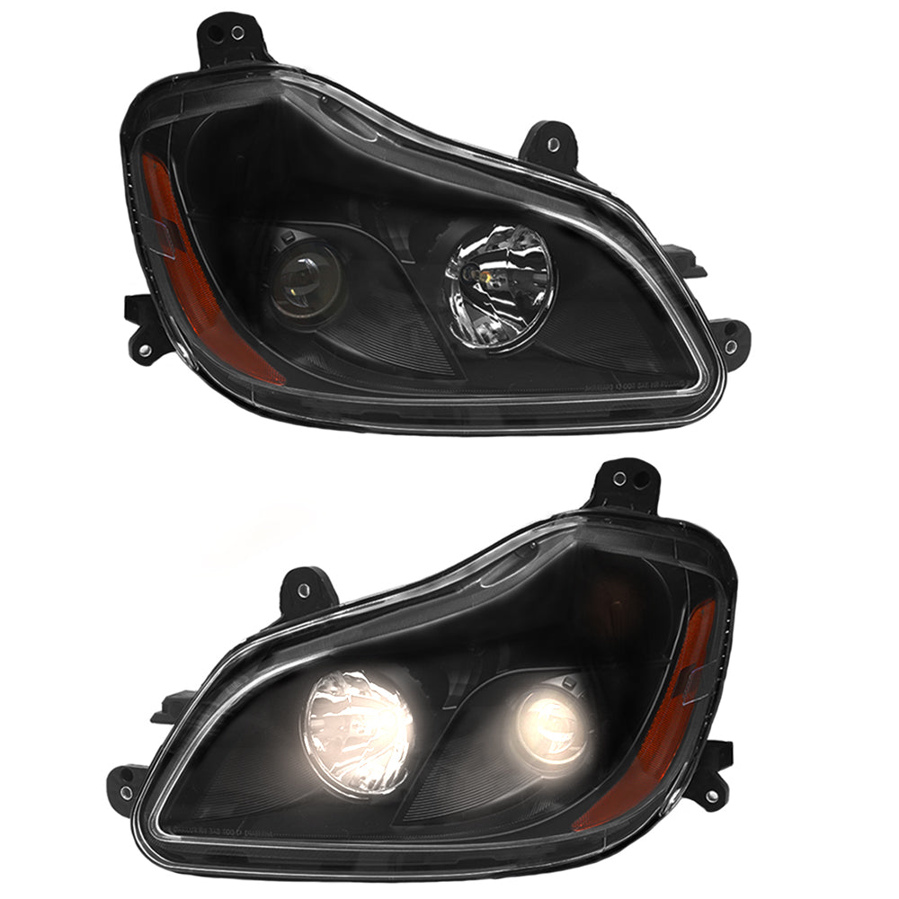 Fit for Kenworth T680 2013-2021 Black Headlights Included Bulbs
