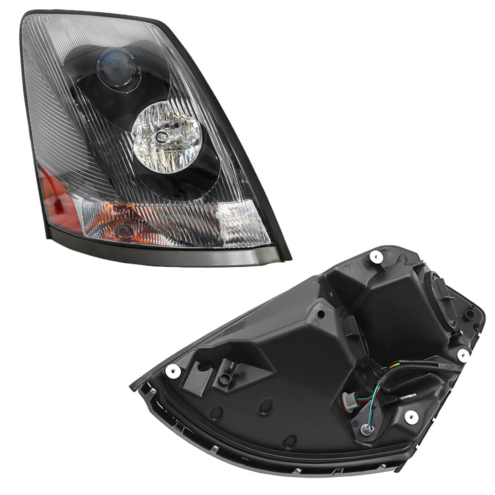 Fit for Volvo VNL/VNM Headlight Assembly Black With Turn Signal