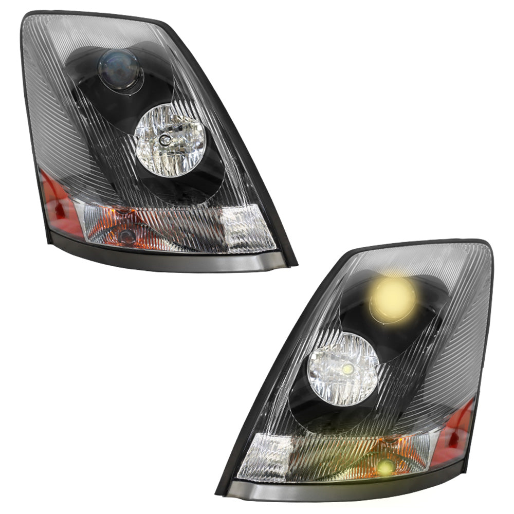 Fit for Volvo VNL/VNM Headlight Assembly Black With Turn Signal