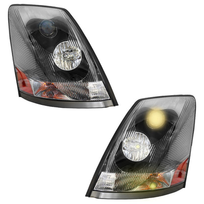 Fit for Volvo VNL/VNM Headlight Assembly Black With Turn Signal