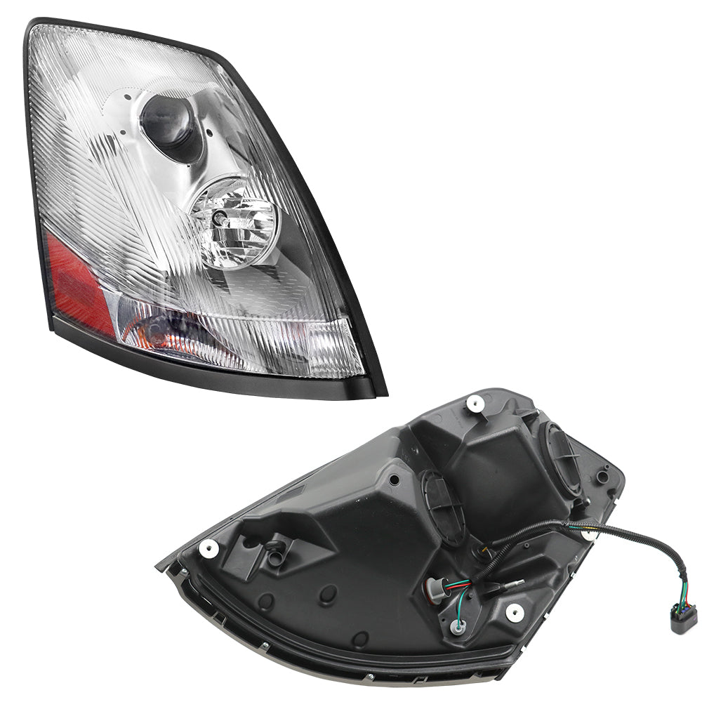 Compatible With Volvo VNL Headlight Assembly Chrome With Turn Signal