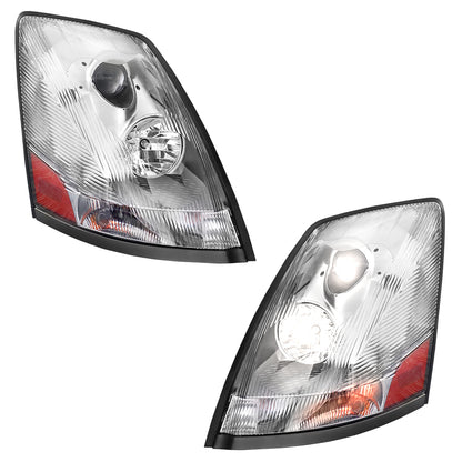 Compatible With Volvo VNL Headlight Assembly Chrome With Turn Signal