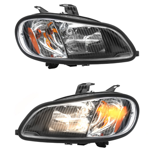 Fit for Freightliner M2 2004-2013 Headlight Assembly Black Pair