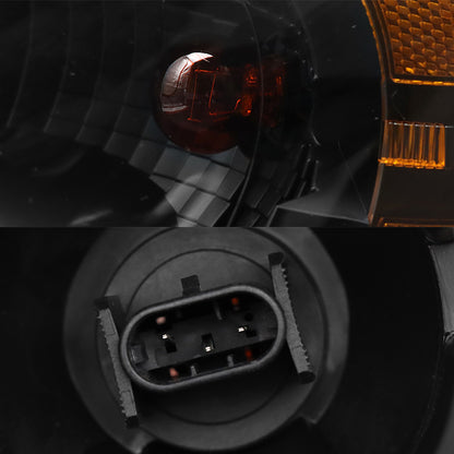 Fit for Freightliner Cascadia Halogen Headlights Black With Bulbs