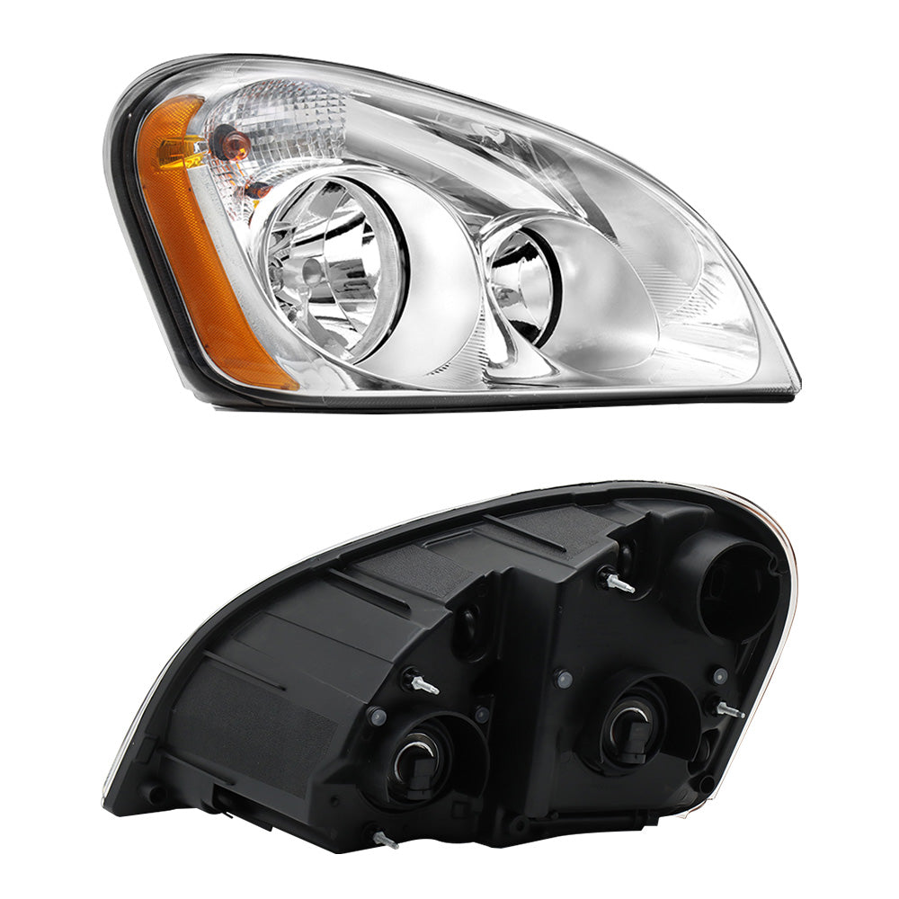 Fit for Freightliner Cascadia Halogen Headlights Chrome With Bulbs