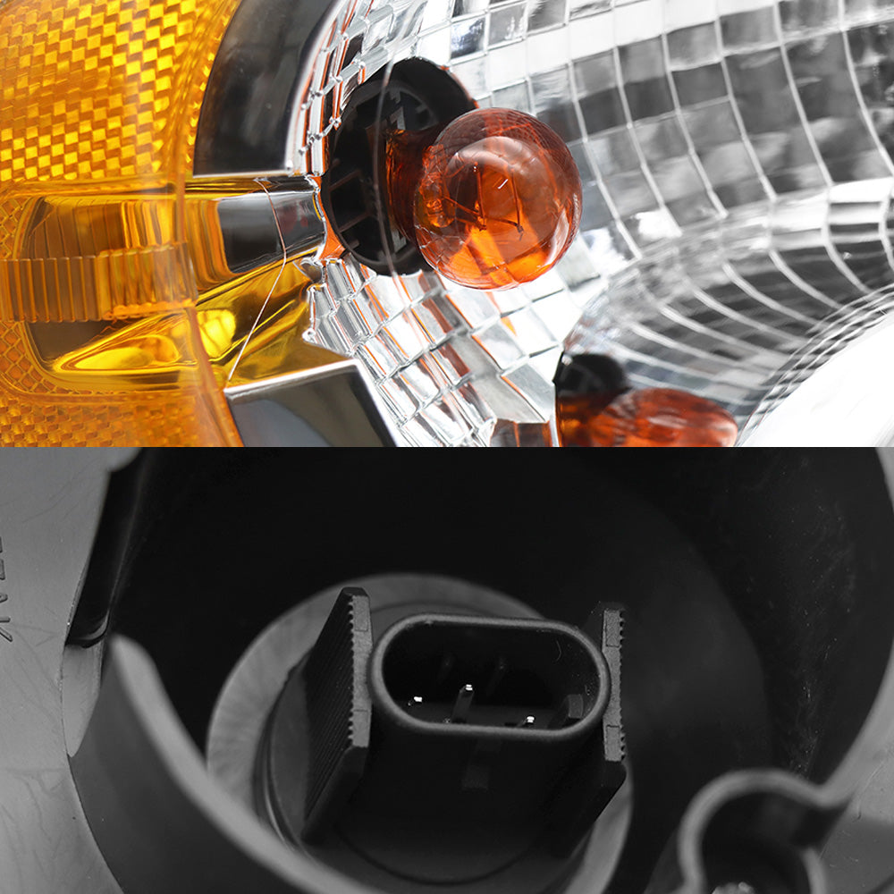 Fit for Freightliner Cascadia Halogen Headlights Chrome With Bulbs