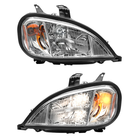 Compatible With Freightliner Columbia Headlights Assembly Halogen Chrome